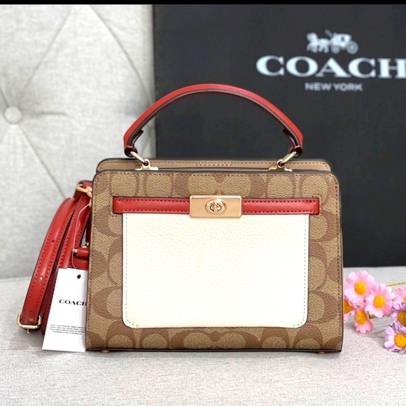 NWT Coach C8318 Mini Lane Top Handle In Colorblock Signature Canvas & Leather - Picture 1 of 5